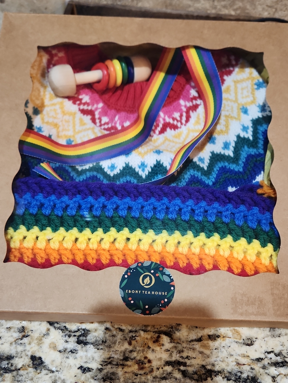 Rainbow Baby Sweater and Crochet Scraf Set